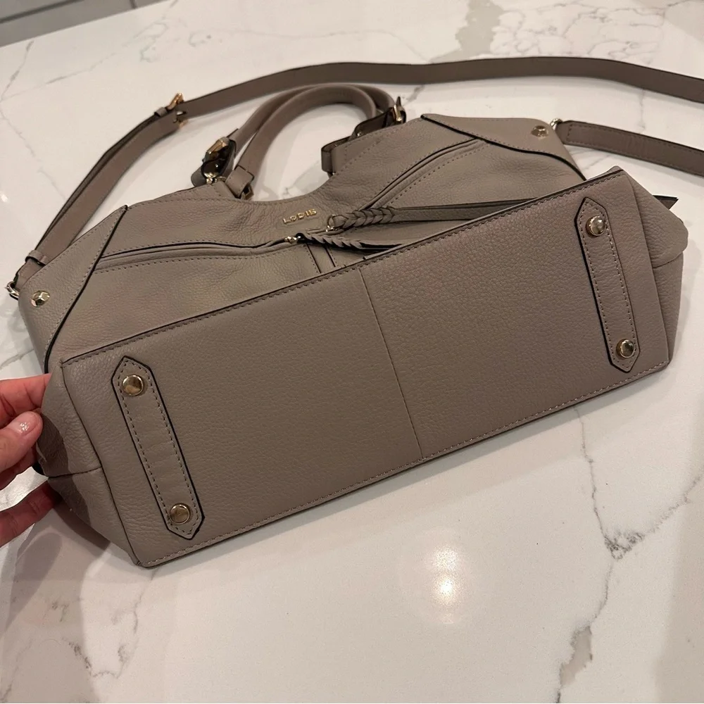 LODIS NWT Nikki Pebbled Leather Satchel Shoulder Bag Crossbody Purse Ash Gray